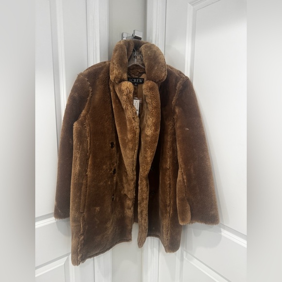 JCrew Faux-fur peacoat soft brown size XS - Picture 4 of 6